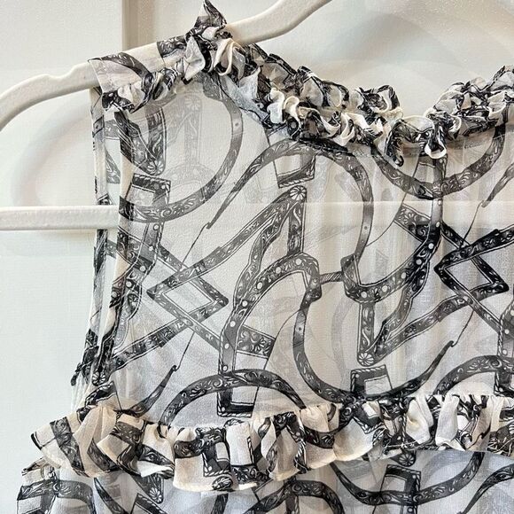 Thomas Wylde Grey Butterfly Print Layered Silk Chiffon Dress Women’s XS - Picture 2 of 9